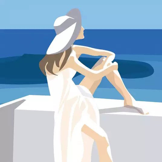 Contemplation à Santorini - papier peint monde