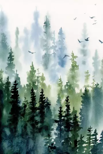 Limite des arbres - papier peint avec paysage