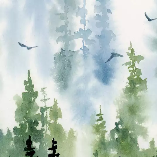 Limite des arbres - papier peint avec paysage