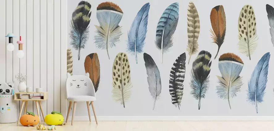 Collection de plumes - papier peint oiseaux