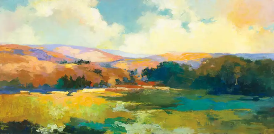 Vallée de l'aube - papier peint panoramique paysage