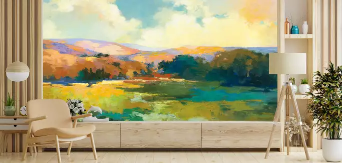 Vallée de l'aube - papier peint panoramique paysage
