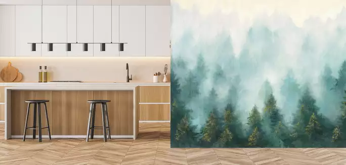 Forêt brumeuse - papier peint nature et paysage