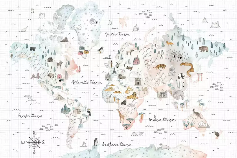 Voyageur du monde - papier peint carte du monde