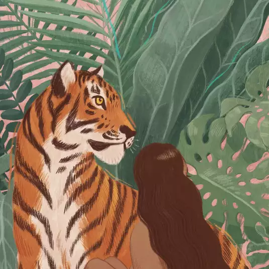Roi tigre - papier peint jungle animaux