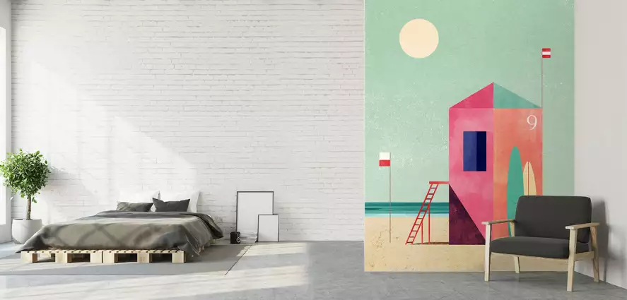 Surf Hut - papier peint bord de mer