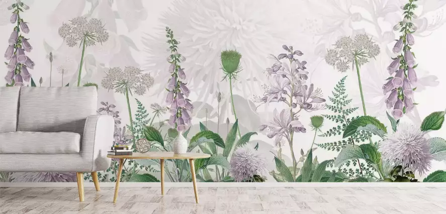 Digitale pourpre - papier peint motif fleurs