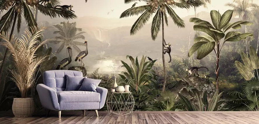 Le royaume perdu - papier peint jungle tropicale