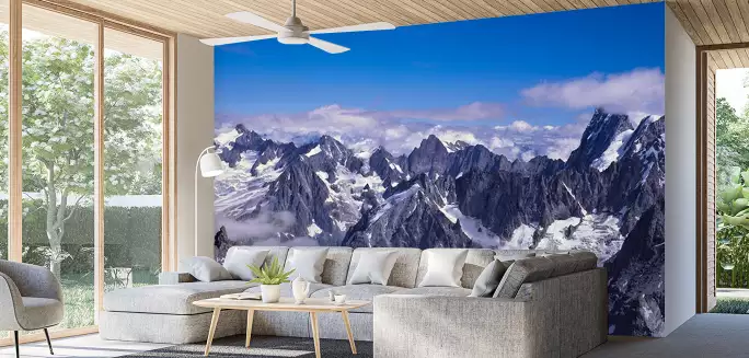 Chaîne du Mont Blanc - papier peint panoramique montagne
