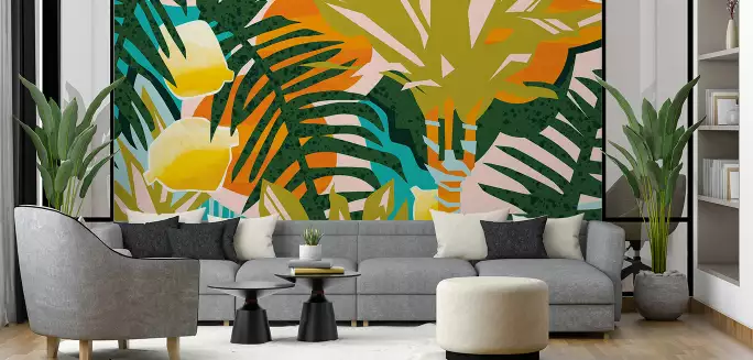 Noix de coco aux agrumes - papier peint jungle tropicale