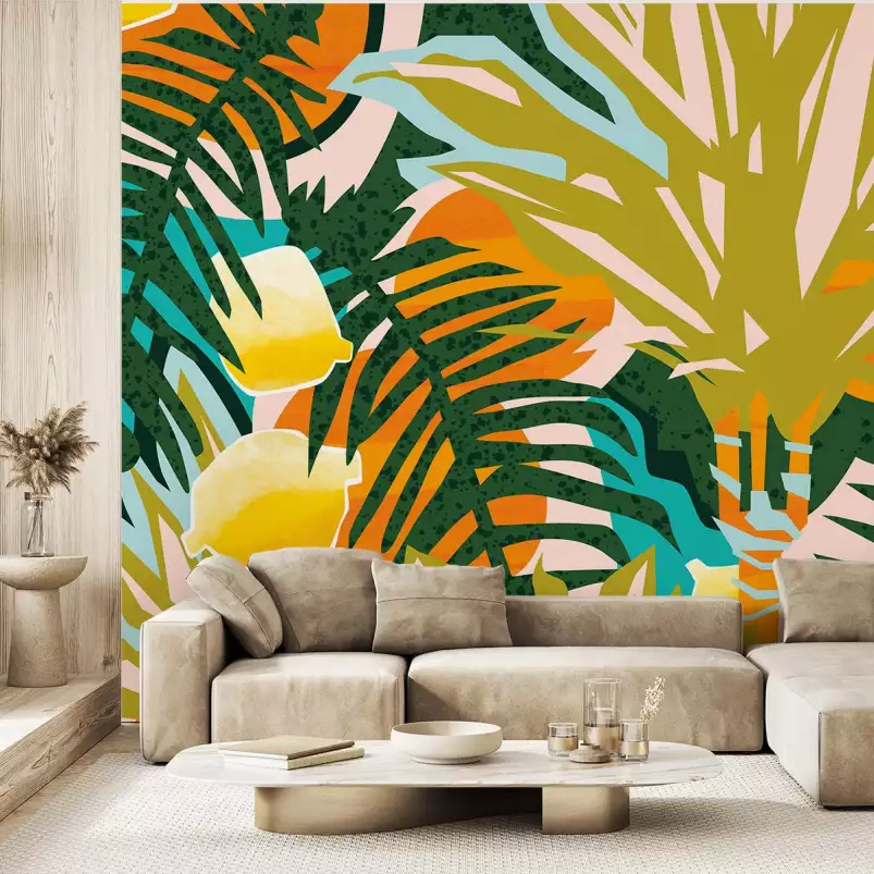 Noix de coco aux agrumes - papier peint jungle tropicale