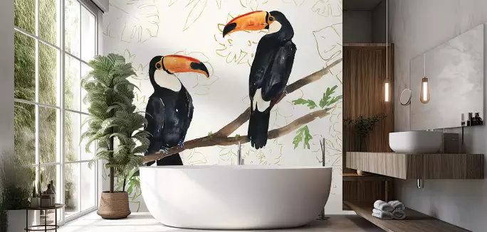 Fun Bird - papier peint jungle animaux