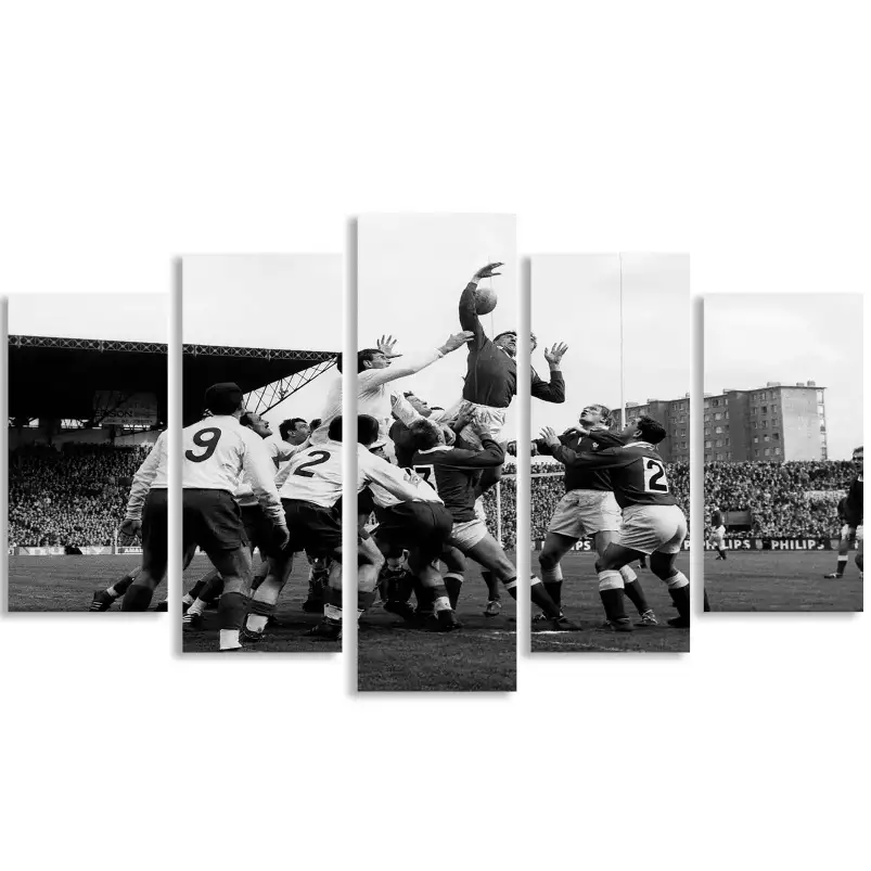 Photo ancienne d'un match de rugby - affiche de sport