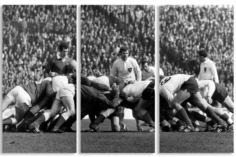 Mélée de rugby France contre le pays de Galles en 1969 - affiche de sport