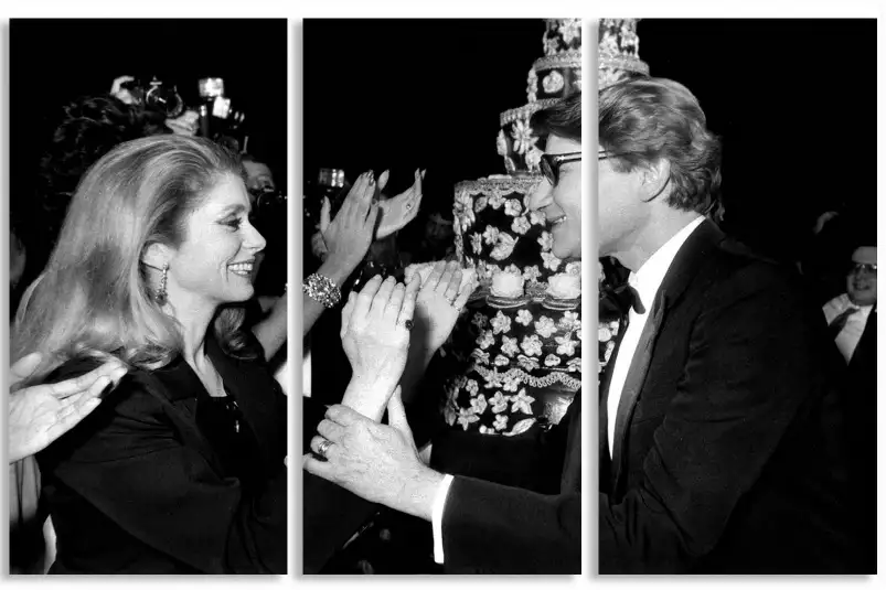 Yves Saint Laurent et Catherine Deneuve en 1982 - photos noir et blanc célébrités