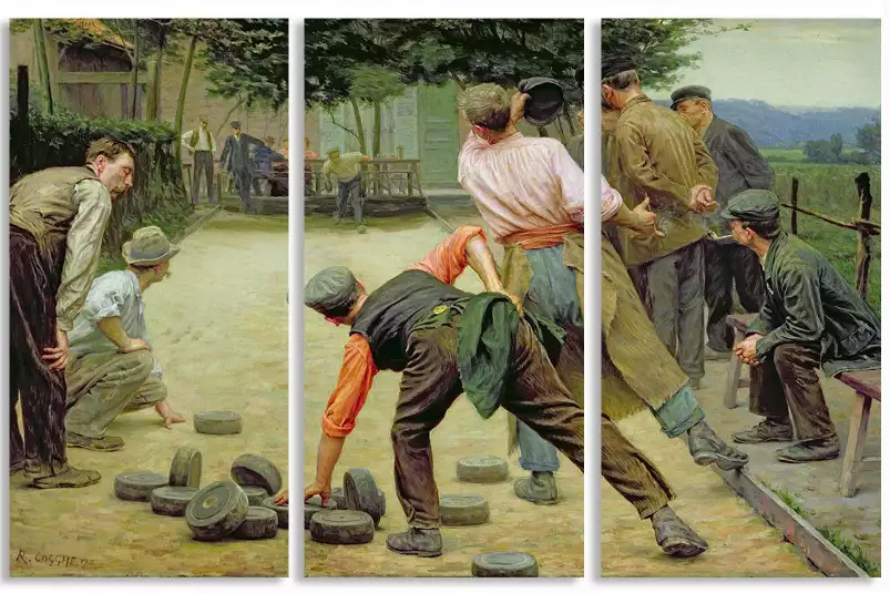 Le jeu de Bourles dans les Flandres en 1911 - poster tableau celebre