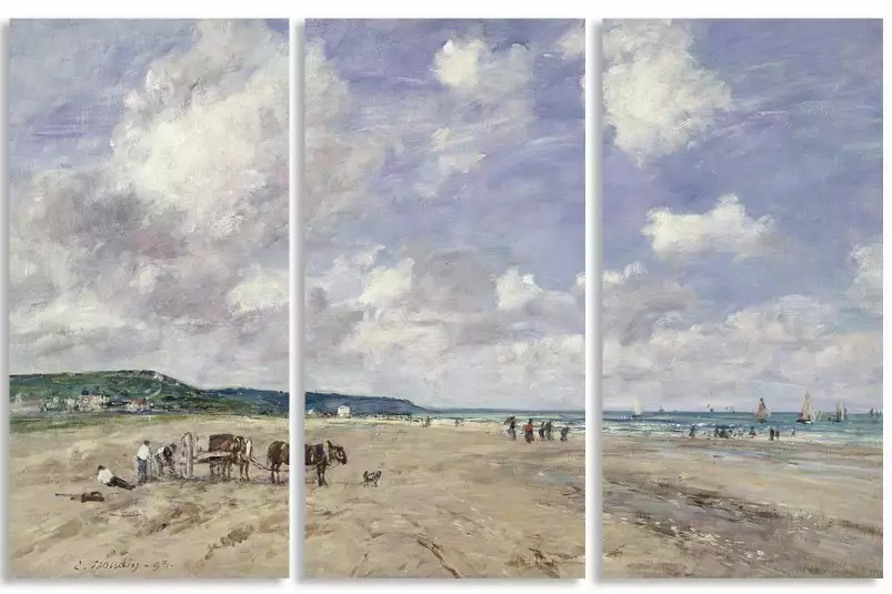 La plage de Tourgeville par Louis Boudin 1893 - affiche de tableau celebre