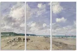 La plage de Tourgeville par Louis Boudin 1893 - affiche de tableau celebre