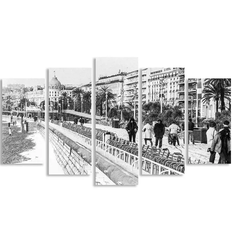 Neige sur la promenade des anglais 1983 - affiche noir et blanc