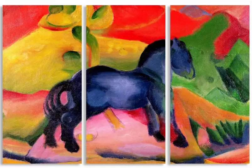 Petit cheval bleu peint en 1912 par Franz Marc - affiche de tableau celebre