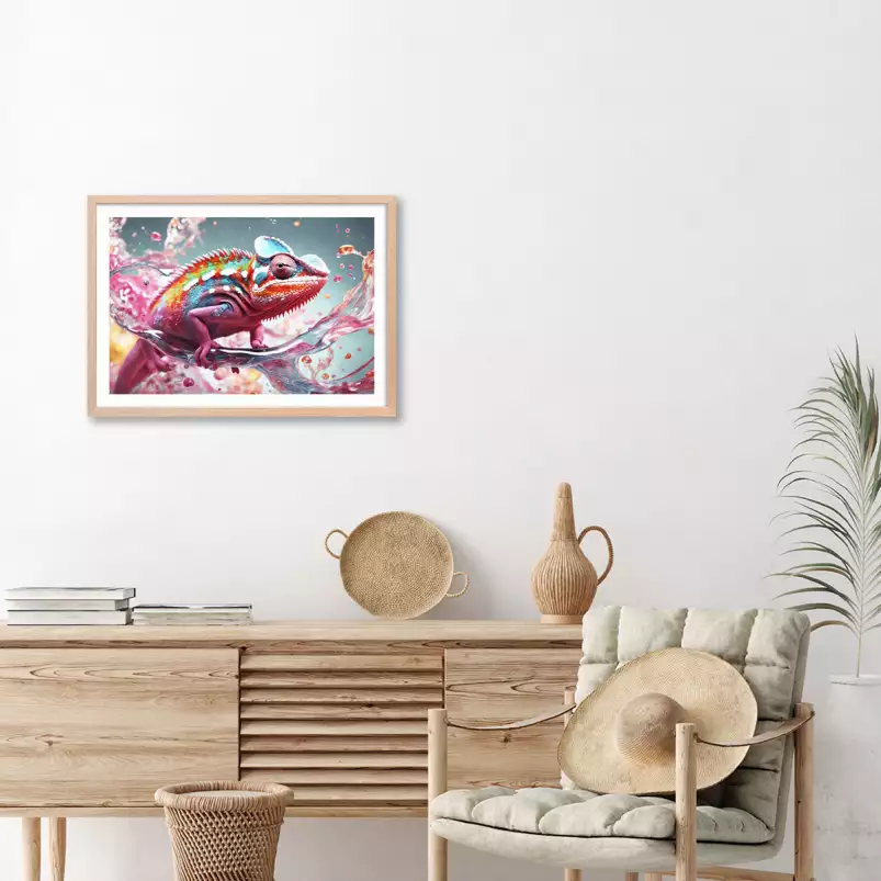 Pink cameleon - photo artistique animaux