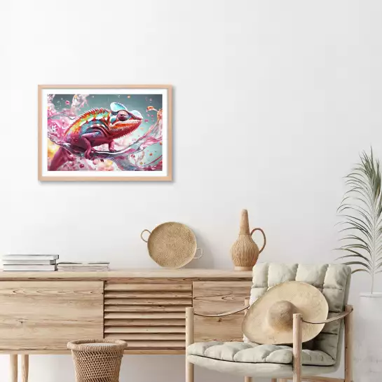 Pink cameleon - photo artistique animaux