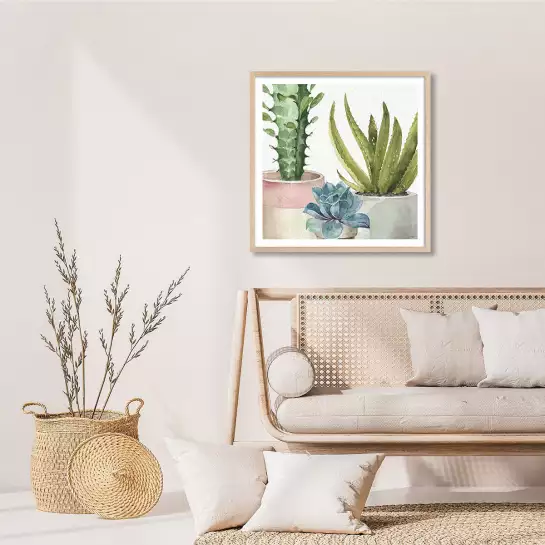 Succulentes en pot - affiche cactus
