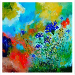 Bleuets des champs - tableau de fleurs en peinture