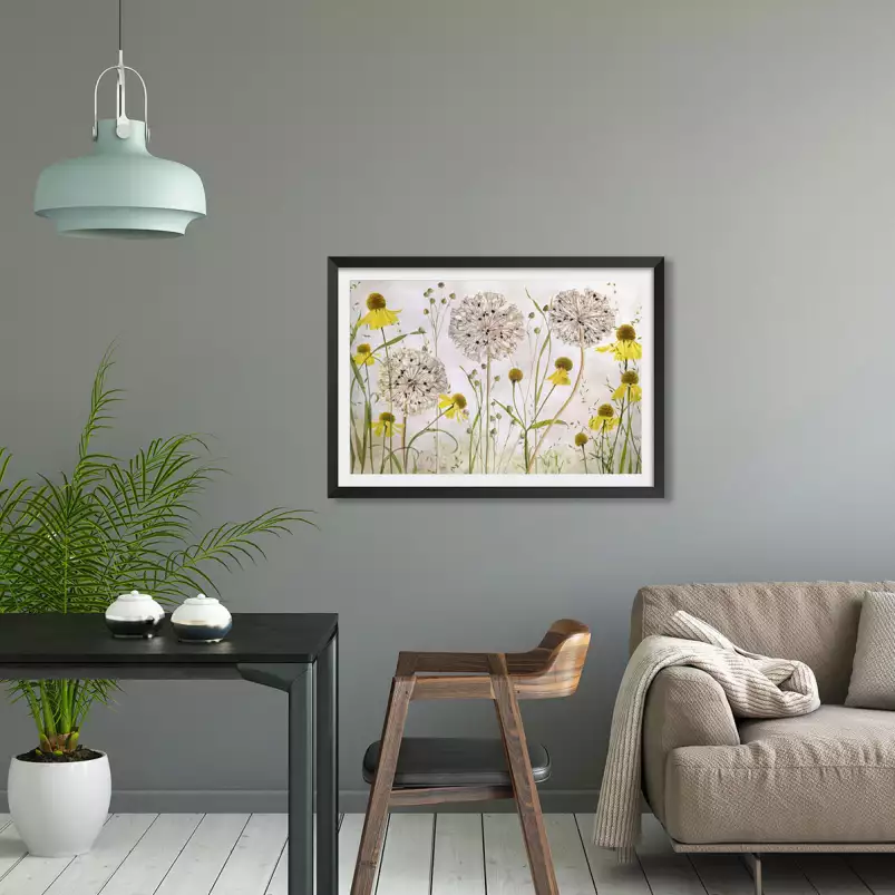 Alliums et héléniums - affiche nature morte