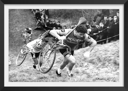 Course de vélo avec Raymond Poulidor - affiche velo vintage