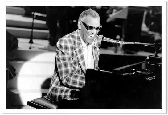 Ray Charles au piano en 1982 - affiche chanteur