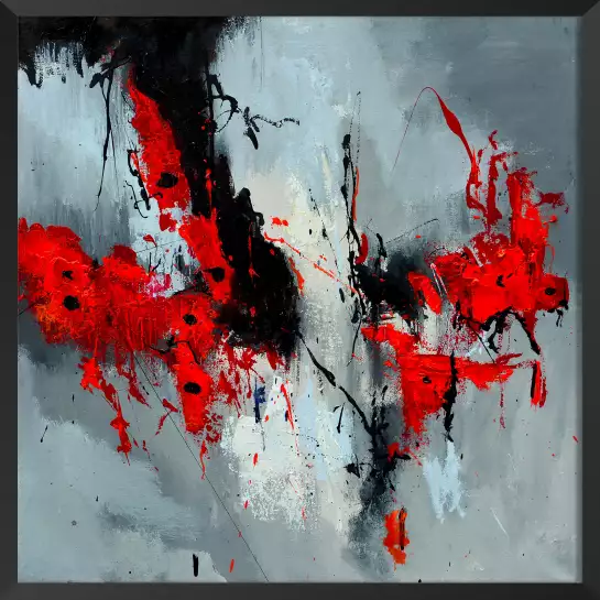 Rouge coquelicot - tableau art abstrait