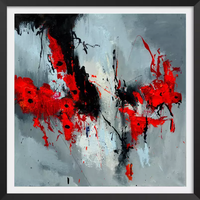 Rouge coquelicot - tableau art abstrait