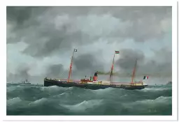 Cargo à vapeur au Havre 19eme siècle - affiche de tableau celebre