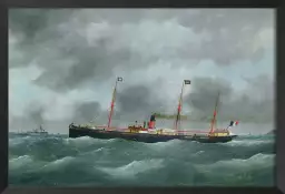 Cargo à vapeur au Havre 19eme siècle - affiche de tableau celebre