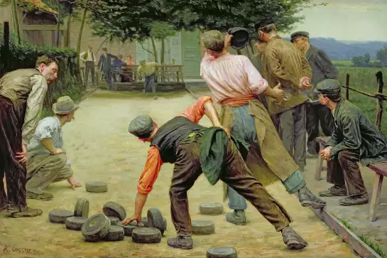 Le jeu de Bourles dans les Flandres en 1911 - poster tableau celebre