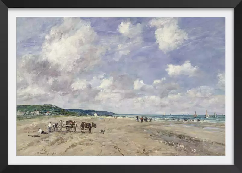 La plage de Tourgeville par Louis Boudin 1893 - affiche de tableau celebre