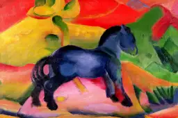 Petit cheval bleu peint en 1912 par Franz Marc - affiche de tableau celebre