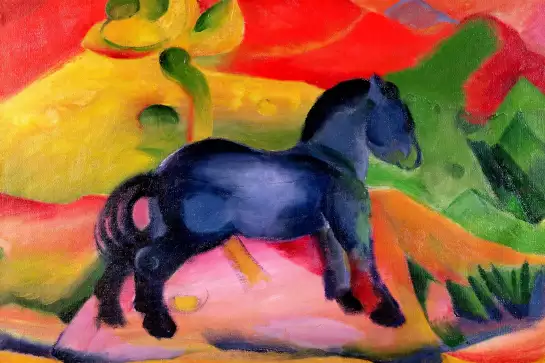 Petit cheval bleu peint en 1912 par Franz Marc - affiche de tableau celebre