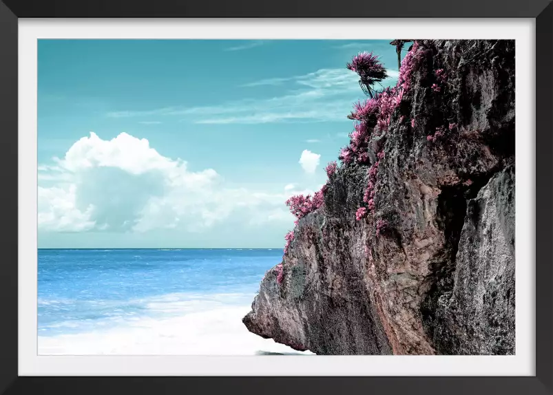 Rocher sur les Caraibes - affiche plage