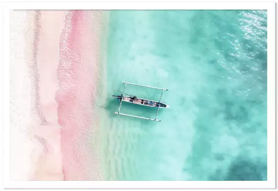 Plage rose à Bali - affiche mer et plage