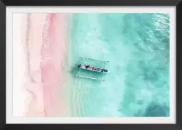 Plage rose à Bali - affiche mer et plage