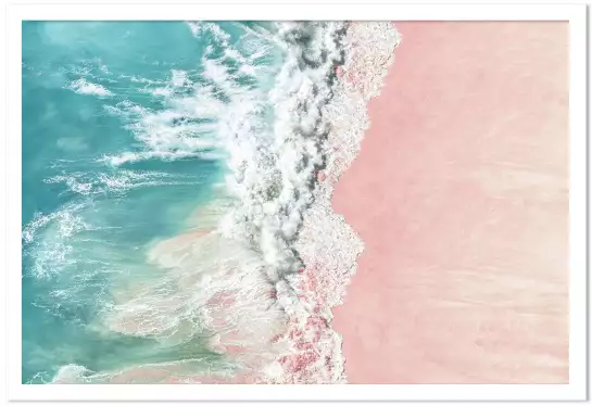 Plage de sable rose - affiche paysage mer
