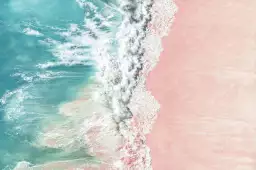 Plage de sable rose - affiche paysage mer