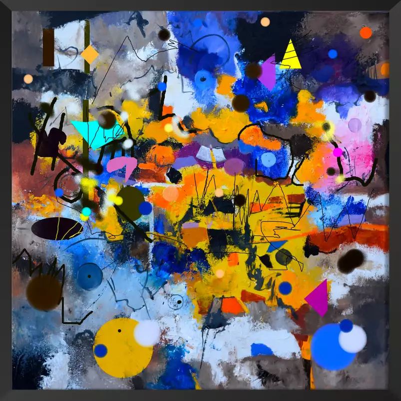 Circle yellow blue - tableau abstrait