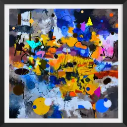 Circle yellow blue - tableau abstrait