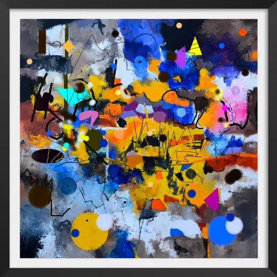 Circle yellow blue - tableau abstrait