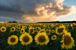 Tournesols en Suède - paysage champs