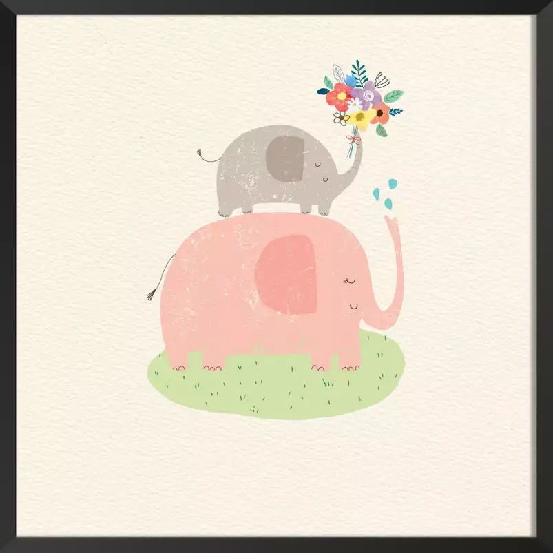 Elephant rose - affiche enfant