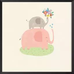 Elephant rose - affiche enfant